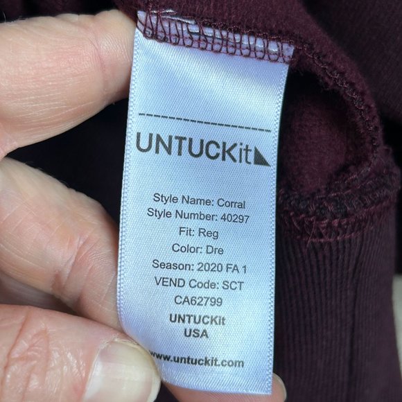 Untuckit Mens Corral 1/4 Zip Pullover Sweater Size L Bordeaux Maroon Mock Neck - Picture 7 of 11